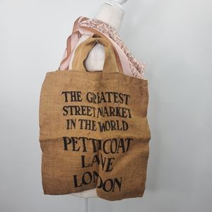 Burlap Tote Shopper Greatest Street Market Petticoat London Boho Tan